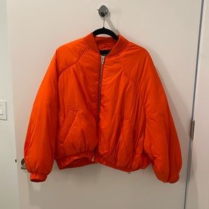 Hunter Orange Zara Puffer Bomber Jacket
